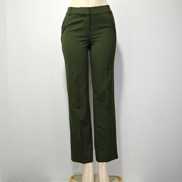 ST. John Collection Career Dress Pants Womens Size 2 Olive Green Wool Bl…